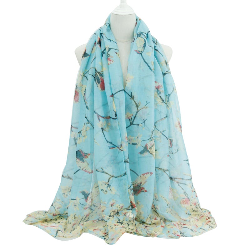 vimate Ladies Scarf for Women-Winter Warm Lightweight Neck Floral Scarf Head Scarf for Travel Shawl Sunburn Protection (US-Style 01) - Image 4