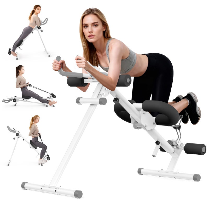 LUBBYGIM Foldable Ab Machine, 5-in-1 Adjustable Ab Trainer for Home Gym, Full-Body Core Workout Equipment with 10 Length Levels, LED Display & Silent Rollers | Sit-Up & Rowing Machine for Abs Sculpting (Black) - Image 1