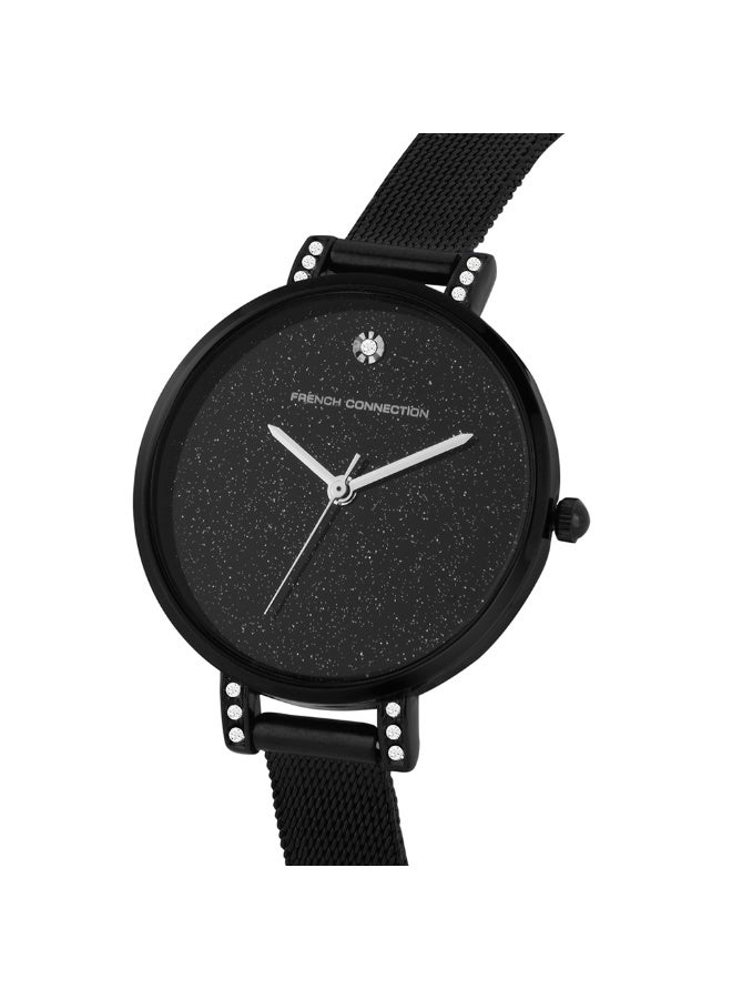 French Connection Women's Black Dial Black Metal Bracelet Analog Watch 32mm - Image 2
