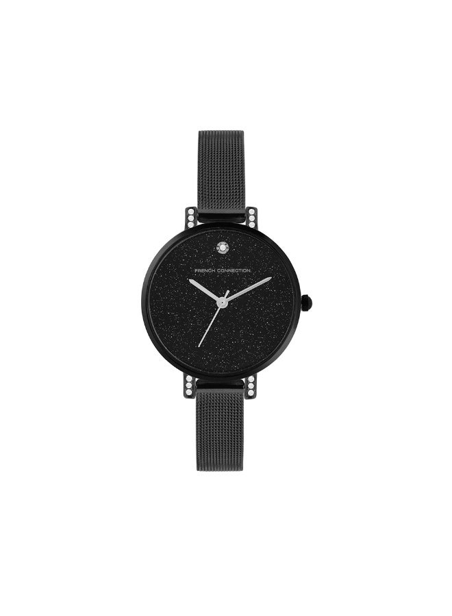 French Connection Women's Black Dial Black Metal Bracelet Analog Watch 32mm - Image 1