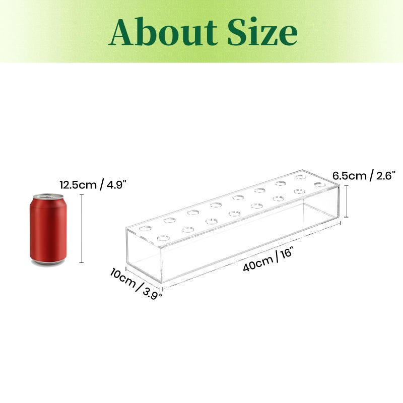 Hewory Rectangular Acrylic Vases for Centerpieces, 16 Inches Long Floral Vase with Holes for Flowers, Clear Rectangle Box Tray for Roses Modern Flower Arranger for Wedding Home Dining Table Decor, 2pcs - Image 3