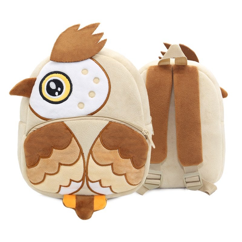 Plush Kids Backpack, Brown Owl Animal Design, Soft Lightweight School Bag for Toddlers and Preschool Kids - Image 5