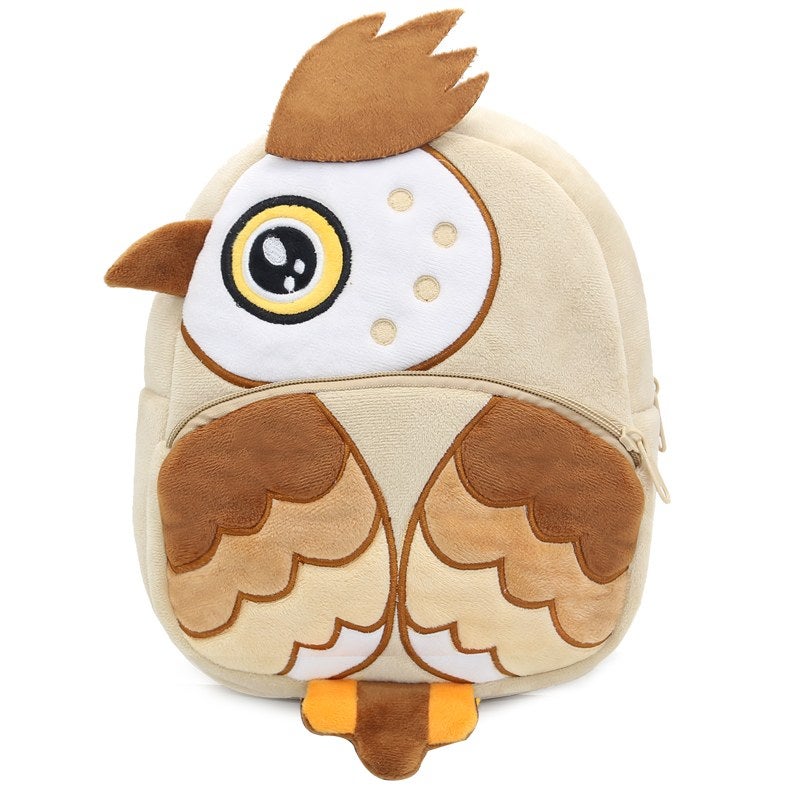 Plush Kids Backpack, Brown Owl Animal Design, Soft Lightweight School Bag for Toddlers and Preschool Kids - Image 1