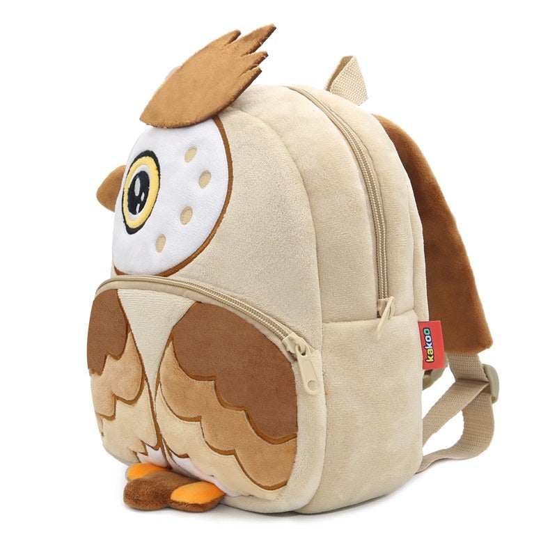 Plush Kids Backpack, Brown Owl Animal Design, Soft Lightweight School Bag for Toddlers and Preschool Kids - Image 2