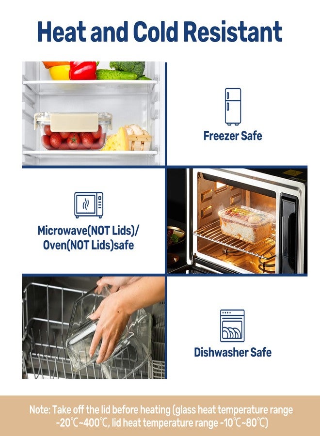 حاويات تحضير وجبات الطعام من YSSOA بأغطية زجاجية حصرية، حاويات تخزين زجاجية بأغطية، خالية من مادة BPA، علب غداء زجاجية، منظمات ومخزن للمطبخ، آمنة للاستخدام في الفريزر والفرن، مانعة للتسرب - Image 3