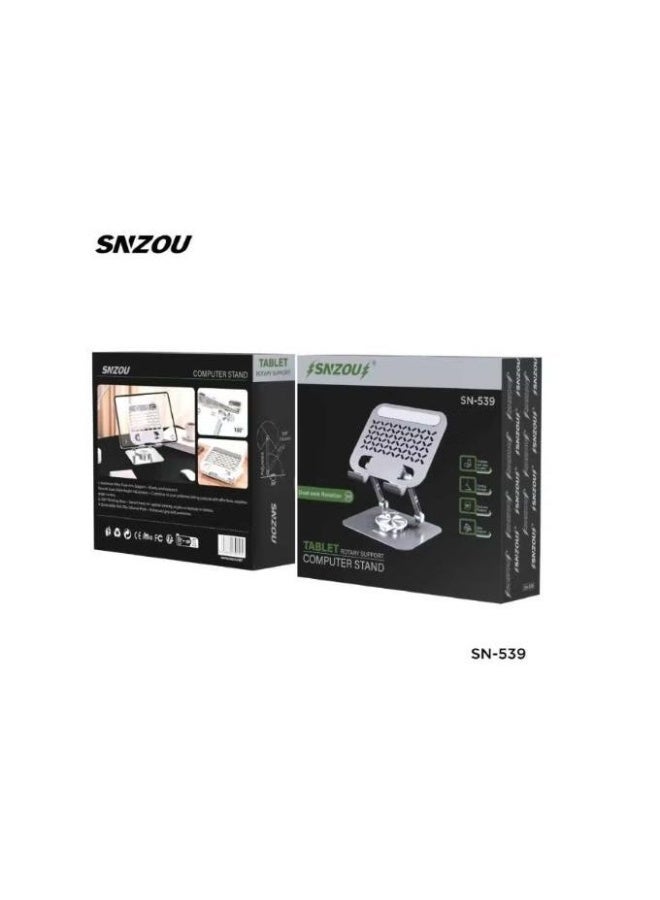 سنزو حامل لابتوب وتابلت SNZOU SN-539 قابل للدوران 360 درجة - حامل كمبيوتر مكتبي متعدد الزوايا من الألومنيوم - قابل للطي - لون رمادي - Image 3