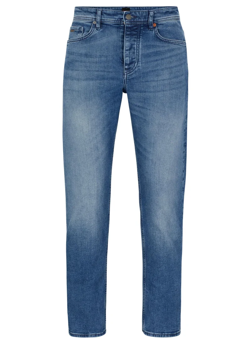 BOSS Tapered-fit jeans in blue comfort-stretch denim