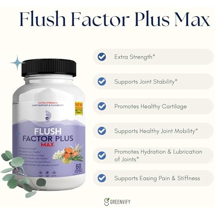GREENVIFY Flush Factor Plus Max Natural Essences Natural Joint Support Supplement, 60 Capsules 20 Days Supply, Gluten Free, Sugar Free, Non-GMO, Made in USA (1) - Image 3