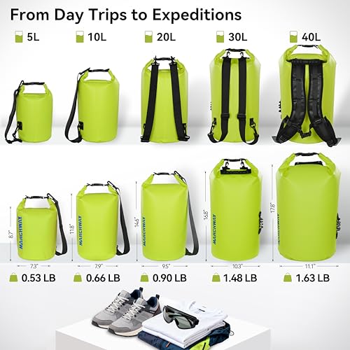 MARCHWAY Floating Waterproof Dry Bag Backpack 5L/10L/20L/30L/40L, Roll Top Sack Keeps Gear Dry for Kayaking, Rafting, Boating, Swimming, Camping, Hiking, Beach, Fishing (Bright Yellow, 5L) - Image 4