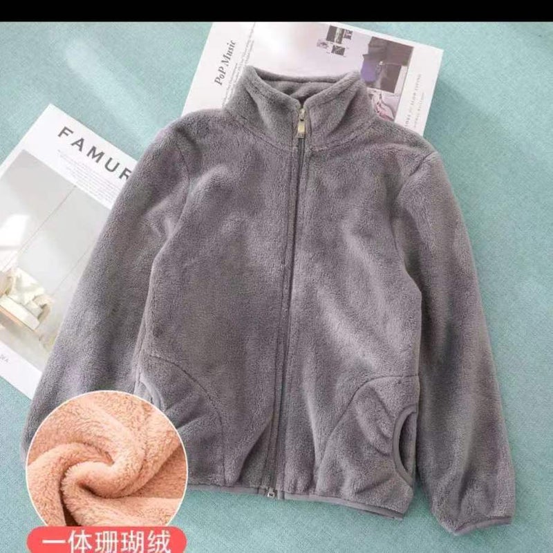 Kids Warm Autumn Winter Coat 2022 New Thick Fleece Pink  - Image 2