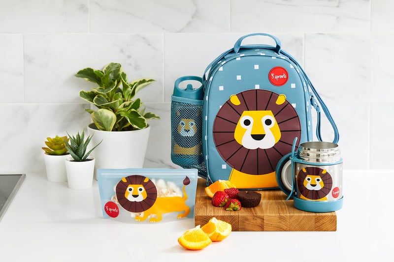 3 Sprouts Kids Lunch Bag - Durable Lunch Box for Boys and Girls - Kids Lunch Box - Perfect for Daycare, School and Travel - Insulated Fabric, Water Bottle Holder - Ideal for Children 3+, Lion - Image 5