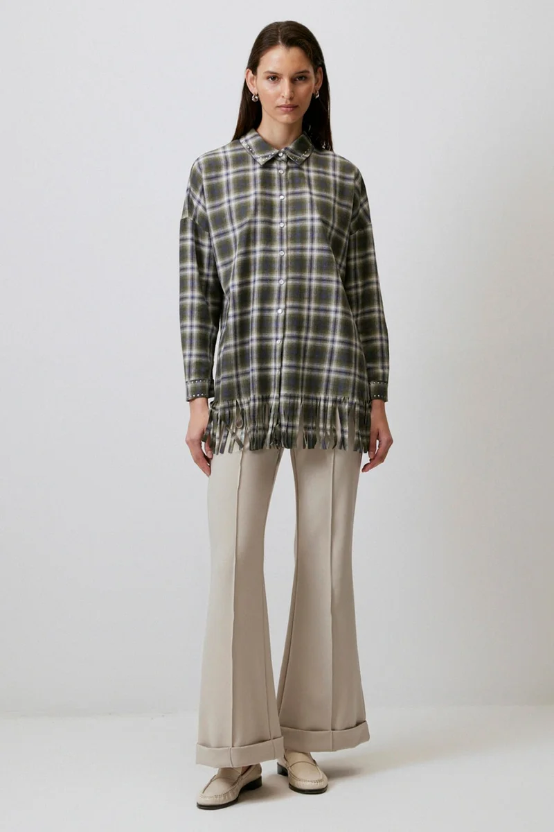 توتشي Tassel Hem Plaid Shirt