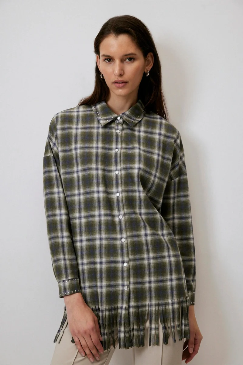 توتشي Tassel Hem Plaid Shirt