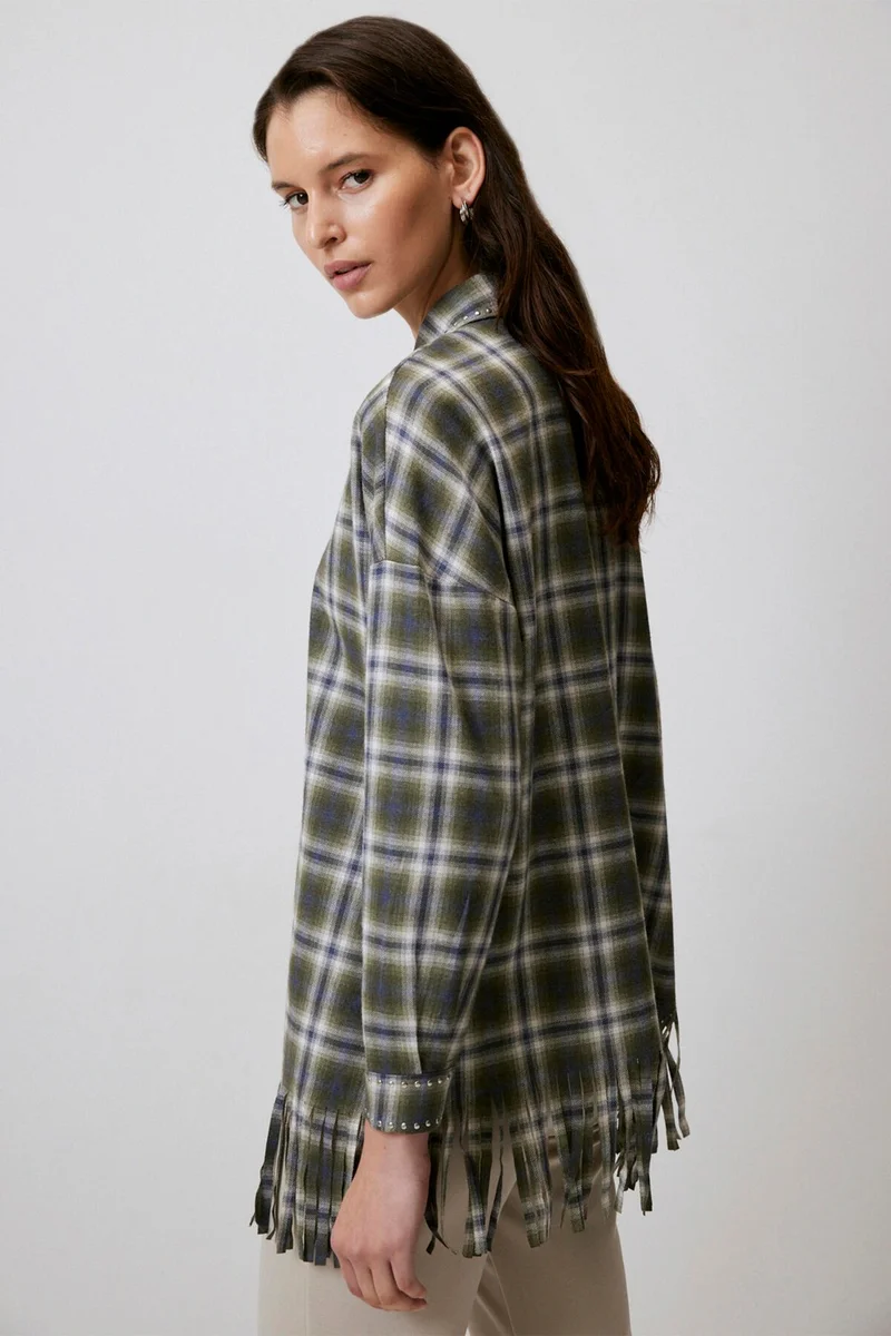 توتشي Tassel Hem Plaid Shirt