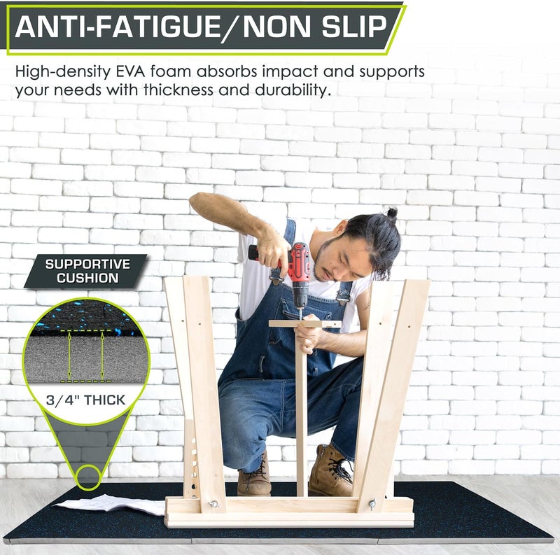 ProSourceFit Rubber Top Exercise Puzzle Mat ½-inch or ¾-inch, EVA Foam Interlocking Tiles for Home Gym Protective Flooring for Equipment and Workouts, Available in 24 SQ FT or 48 SQ FT - Image 3