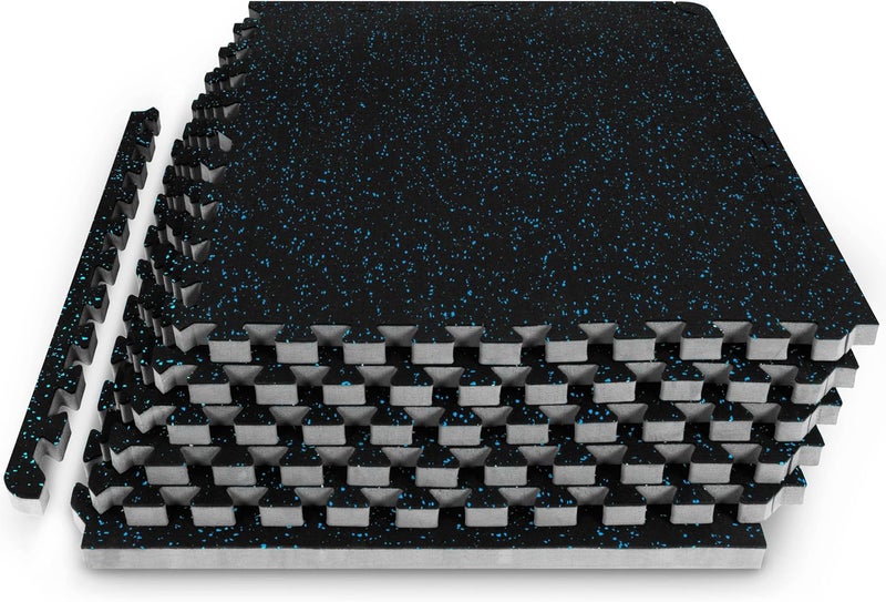 ProSourceFit Rubber Top Exercise Puzzle Mat ½-inch or ¾-inch, EVA Foam Interlocking Tiles for Home Gym Protective Flooring for Equipment and Workouts, Available in 24 SQ FT or 48 SQ FT - Image 1