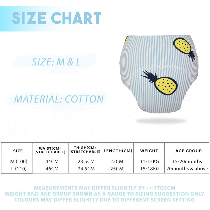BEMBIKA Baby Potty Training Pants, Cotton Potty Training Pants for Babies, Waterproof Breathable Padded Underwear for Toddler (Blue Pineapple) (L - Size) - Image 5