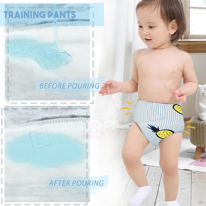 BEMBIKA Baby Potty Training Pants, Cotton Potty Training Pants for Babies, Waterproof Breathable Padded Underwear for Toddler (Blue Pineapple) (L - Size) - Image 4