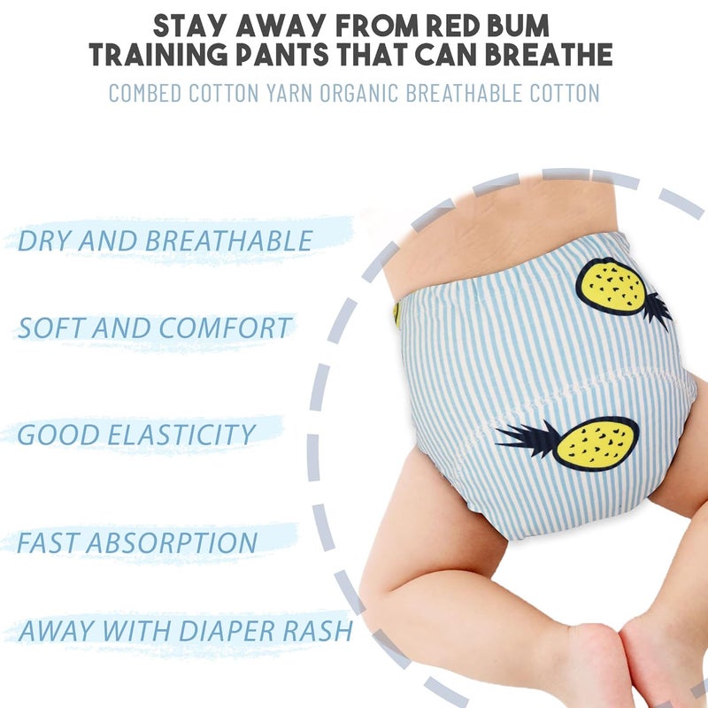 BEMBIKA Baby Potty Training Pants, Cotton Potty Training Pants for Babies, Waterproof Breathable Padded Underwear for Toddler (Blue Pineapple) (L - Size) - Image 2
