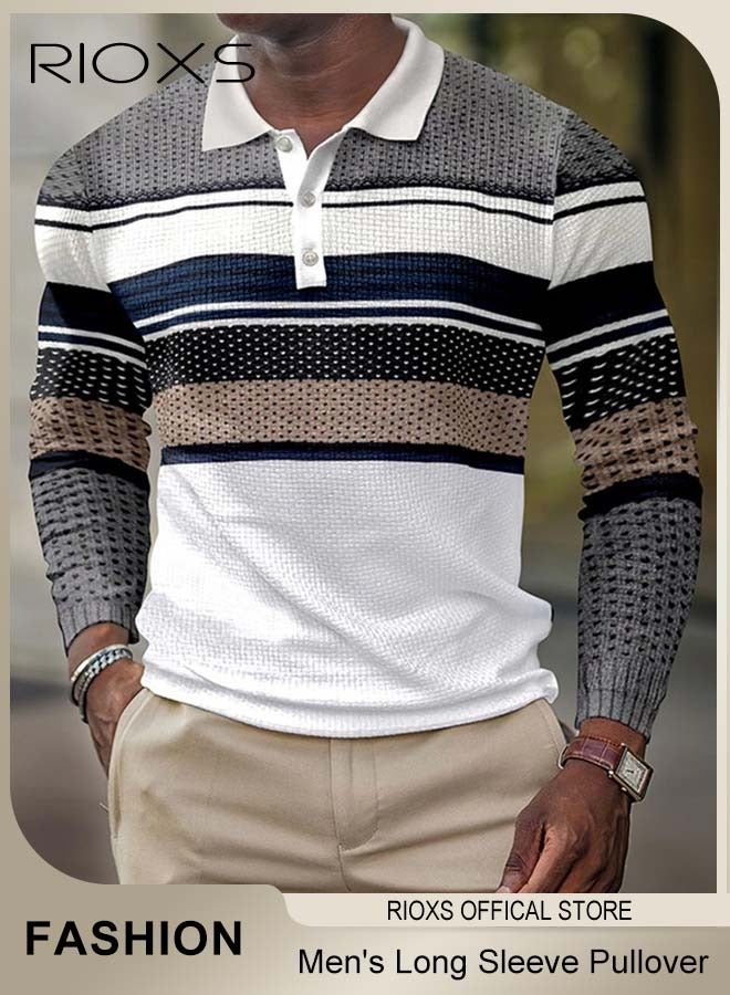 ريوكس قميص بولو رجالي بأكمام طويلة، قميص بولو قطني ناعم ومريح، قميص بولو بياقة وأزرار، قمصان جولف قابلة للتمدد ومسامية، قمصان ربيعية وخريفية غير رسمية، قمصان ضيقة للارتداء اليومي، التنقل، التجمعات العائلية، المغامرات في الهواء الطلق والمزيد. - Image 1