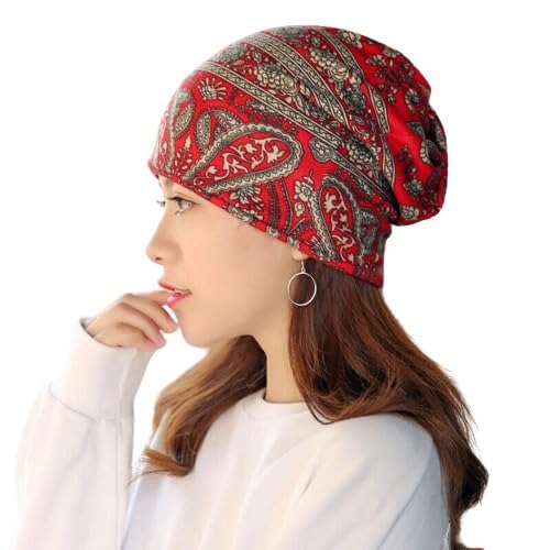 Alexvyan Ponytail Beanie Winter and Autumn Skull Cap Bandana Head Wear for Women Crochet Knit Cap Beanies Warm Caps Female Knitted Stylish Hat for Women's Girls & Ladies (in, Alpha, M, Red) - Image 1