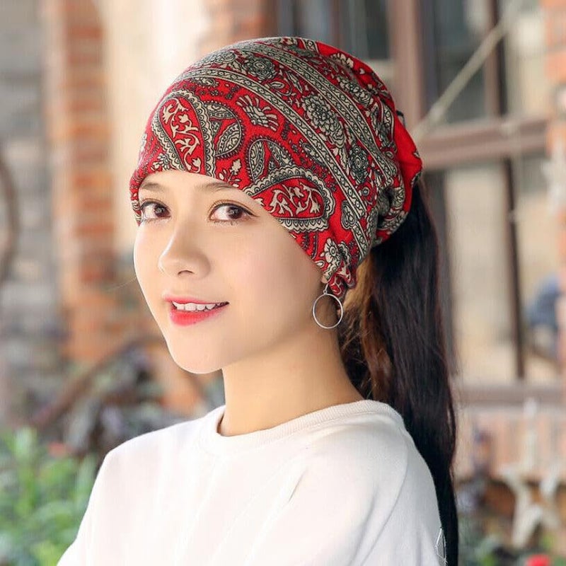 Alexvyan Ponytail Beanie Winter and Autumn Skull Cap Bandana Head Wear for Women Crochet Knit Cap Beanies Warm Caps Female Knitted Stylish Hat for Women's Girls & Ladies (in, Alpha, M, Red) - Image 3