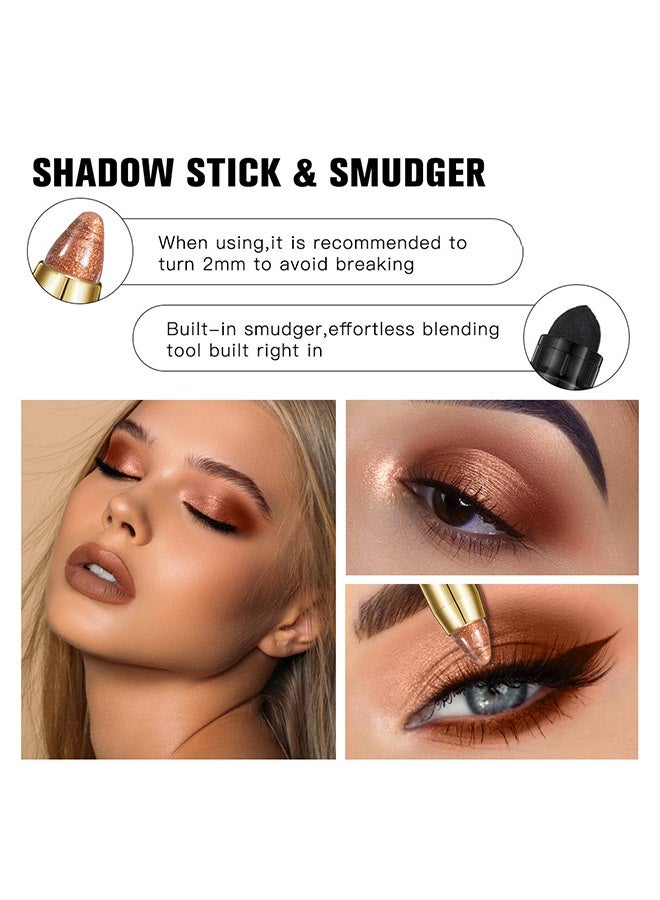 MYHO 2-in-1 Pearlescent Eyeshadow Makeup Pen, Melt Roller Highlight Pen Eyeshadow Stick,Waterproof Eyeshadow Stick,Double Headed with brush Lying Silkworm Shimmer Eye Shadow Pen Pearlescent #1 - Image 5