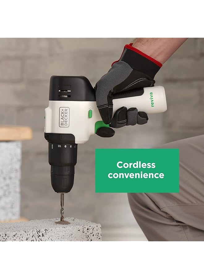 BLACK+DECKER - Powerful 12V Cordless Lightweight Hammer Drill Made From 50 Percent Recycled Material With Maximum 400Nm Torque Revhd12C Gb - Image 1