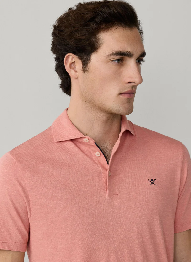 Hackett  Classic Fit Short Sleeve Linen Trim Polo for Men | Best Price UAE