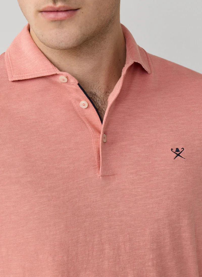 Hackett  Classic Fit Short Sleeve Linen Trim Polo for Men | Best Price UAE