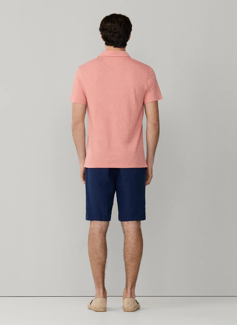 Hackett  Classic Fit Short Sleeve Linen Trim Polo for Men | Best Price UAE