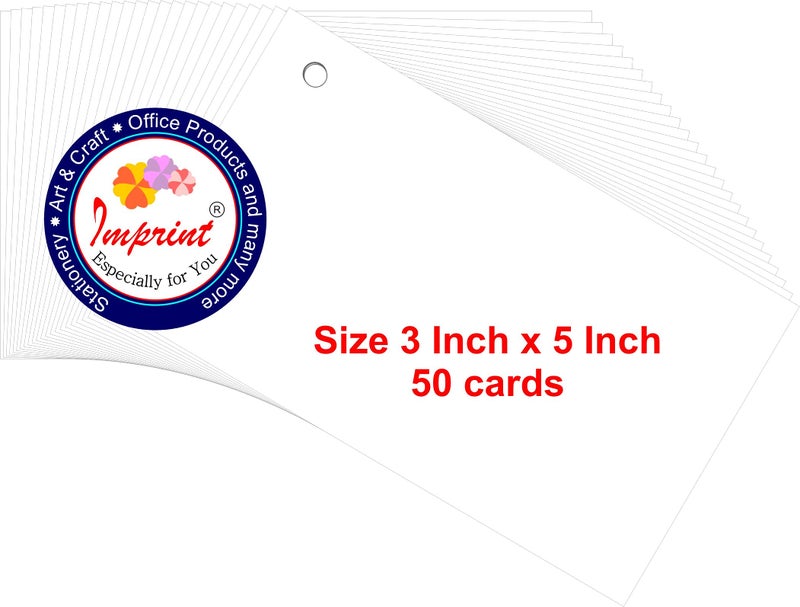 IMPRINT Punched Card Stock, Index Cards 3"x 5" White, 50 in This Package - Image 2