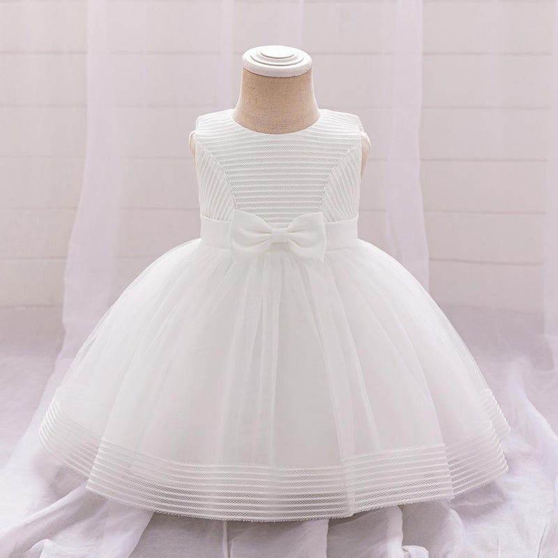 New Baby Dress One Year Old Baby Gauze Wash Dress Bow Wedding Flower Girl Princess Dress - Image 3