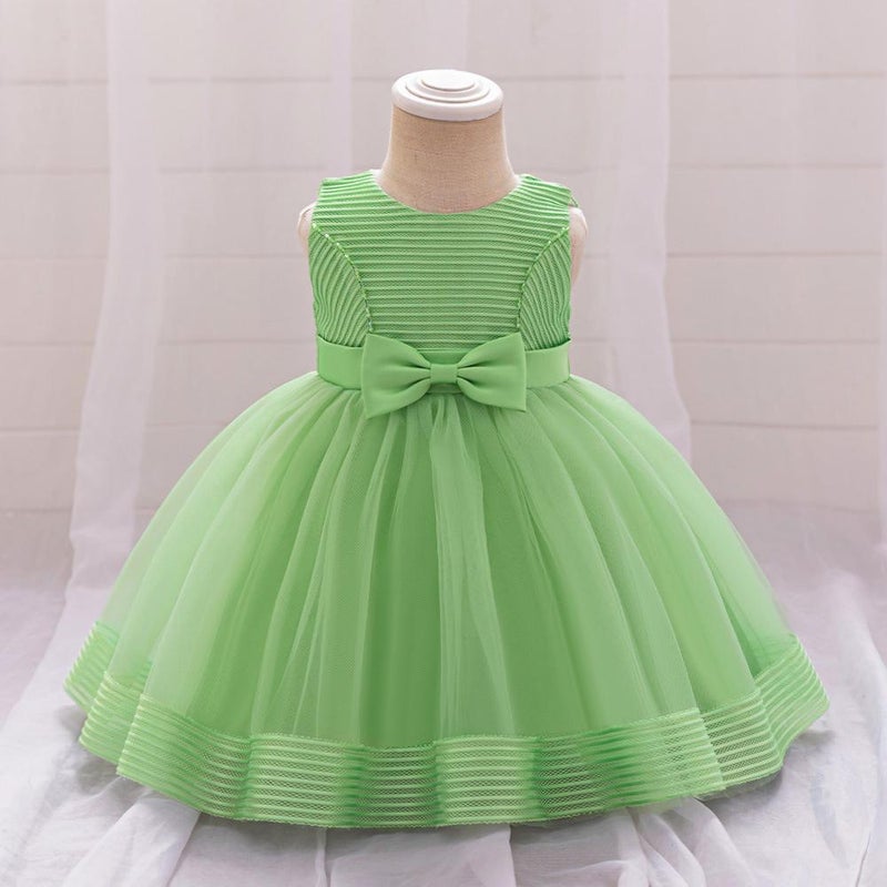New Baby Dress One Year Old Baby Gauze Wash Dress Bow Wedding Flower Girl Princess Dress - Image 5