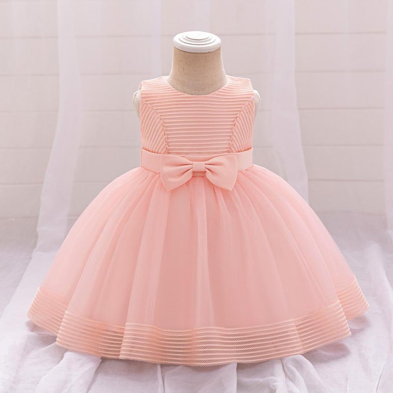New Baby Dress One Year Old Baby Gauze Wash Dress Bow Wedding Flower Girl Princess Dress - Image 1