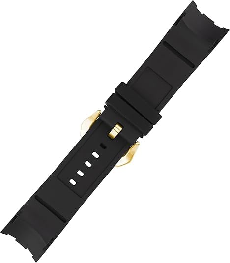 XIW Compatible for 26mm Invicta Pro diver Rubber Watch Band With Silver/Golden Insert Replacement for men Silicone Wirstband Strap women Bracelet (Black Band Golden Buckle) - Image 5