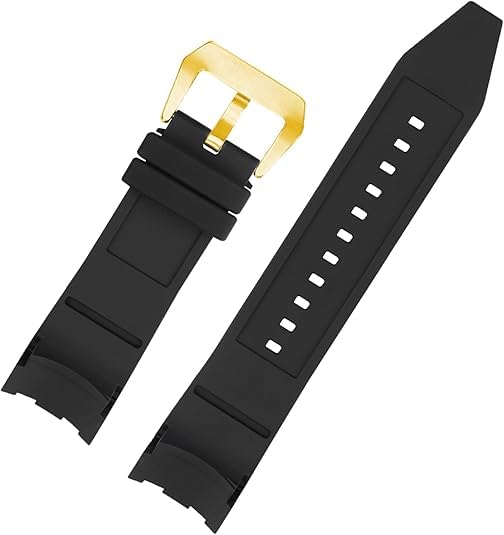 XIW Compatible for 26mm Invicta Pro diver Rubber Watch Band With Silver/Golden Insert Replacement for men Silicone Wirstband Strap women Bracelet (Black Band Golden Buckle) - Image 3