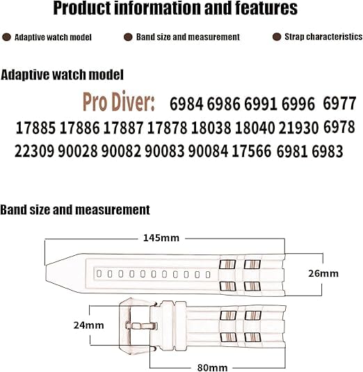 XIW Compatible for 26mm Invicta Pro diver Rubber Watch Band With Silver/Golden Insert Replacement for men Silicone Wirstband Strap women Bracelet (Black Band Golden Buckle) - Image 2