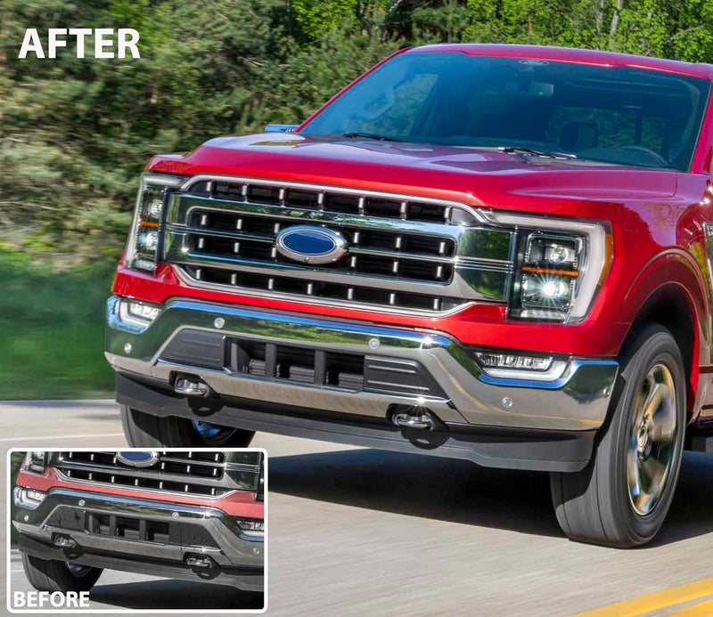 POKIAUTO Front Bumper Guards Pads for 2021+ F150, Front Bumper Inserts Body Armor Anti-Scratch Edge Trim Cover for 2021 2022 2023 Ford F-150 Accessories(2PCS, Black) - Image 4