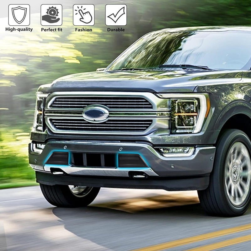POKIAUTO Front Bumper Guards Pads for 2021+ F150, Front Bumper Inserts Body Armor Anti-Scratch Edge Trim Cover for 2021 2022 2023 Ford F-150 Accessories(2PCS, Black) - Image 3