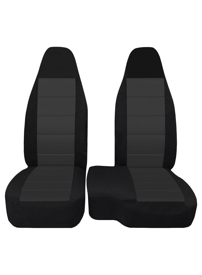 EDIETH 2PCS 60/40 Black & Dark Gray High Back Bench Seat Cover Fit for Ford Ranger 2004 2005 2006 2007 2008 2009 2010 2011 2012 - Image 1