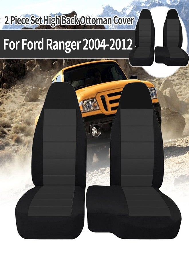 EDIETH 2PCS 60/40 Black & Dark Gray High Back Bench Seat Cover Fit for Ford Ranger 2004 2005 2006 2007 2008 2009 2010 2011 2012 - Image 2