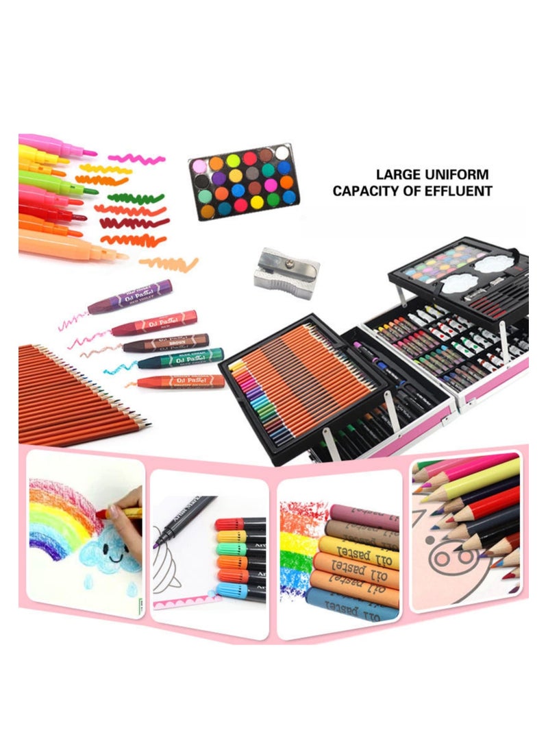 نوفولان مجموعة أقلام الرسم بالألوان المائية للأطفال، صندوق ألومنيوم، مجموعة فرش مزدوجة الطبقات، تتضمن 28 قلم رصاص ملون، 24 لون مائي، 24 لون باستيل زيتي، 33 قلم ألوان مائية، إلخ (صندوق أزرق) - Image 2