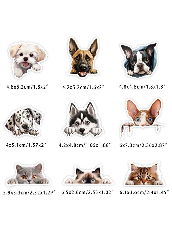 Prstincol Cute Cats and Dogs Stickers 100Pcs, Funny Peeking Dogs and Cats Stickers for Kids Teens and Adults, Realistic Pets Decals Vinyl Stickers for Laptop Water Bottle Scrapbook Phones - Image 5