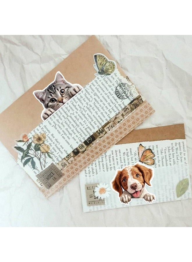 Prstincol Cute Cats and Dogs Stickers 100Pcs, Funny Peeking Dogs and Cats Stickers for Kids Teens and Adults, Realistic Pets Decals Vinyl Stickers for Laptop Water Bottle Scrapbook Phones - Image 4