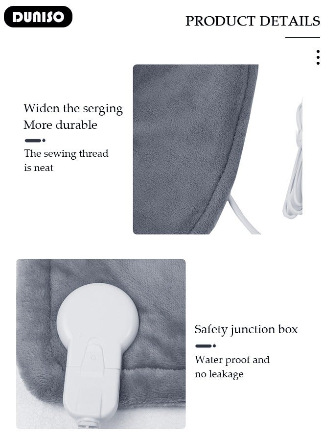 DUNISO وسادة تدفئة، وسادة حرارة كهربائية لتخفيف آلام الرقبة والكتفين، وسادة حرارة كبيرة وسريعة مع 10 إعدادات حرارة، 3 خيارات مؤقت، إيقاف تشغيل تلقائي، قابلة للغسل في الغسالة، للاستخدام المنزلي - Image 2