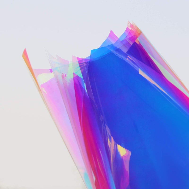 Holographic Decorative Iridescent Window Film Adhesive Glass Film Chameleon Rainbow Effect for Home Decal DIY Christmas Party Decoration 177Inch x 10Feet Cool Color