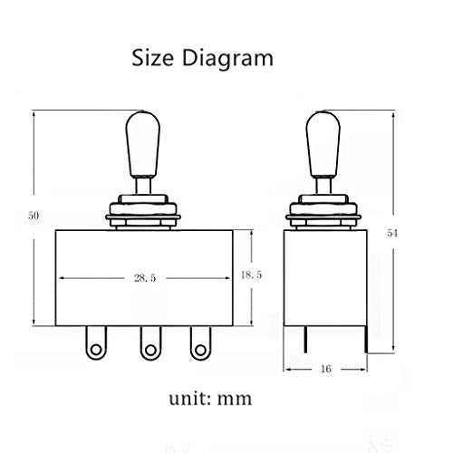 JD.Moon Metal Electric Guitar 3 Way Box Toggle Switch for Les Paul with Brass Tip (Chrome) - Image 4