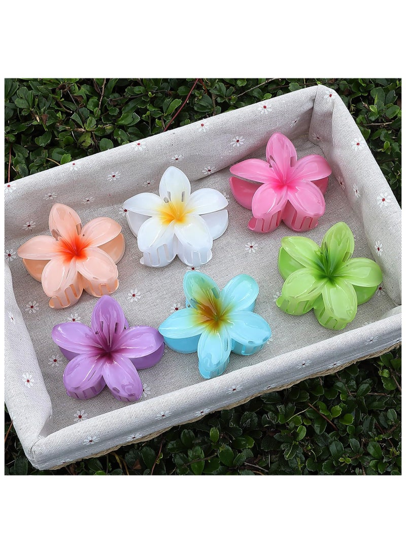 دوغي مشابك شعر على شكل زهرة، 6 مشابك مخلب بلوميريا هاواي، مشابك جانبية، مشابك لطيفة غير قابلة للانزلاق لوصيفات العروس في الزفاف، مناسبة للسميكة والرفيعة ﻿ - Image 3