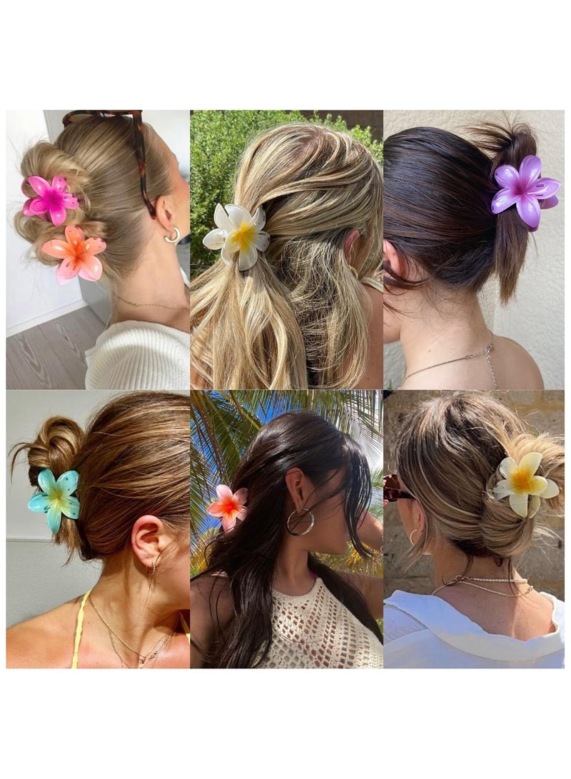دوغي مشابك شعر على شكل زهرة، 6 مشابك مخلب بلوميريا هاواي، مشابك جانبية، مشابك لطيفة غير قابلة للانزلاق لوصيفات العروس في الزفاف، مناسبة للسميكة والرفيعة ﻿ - Image 2